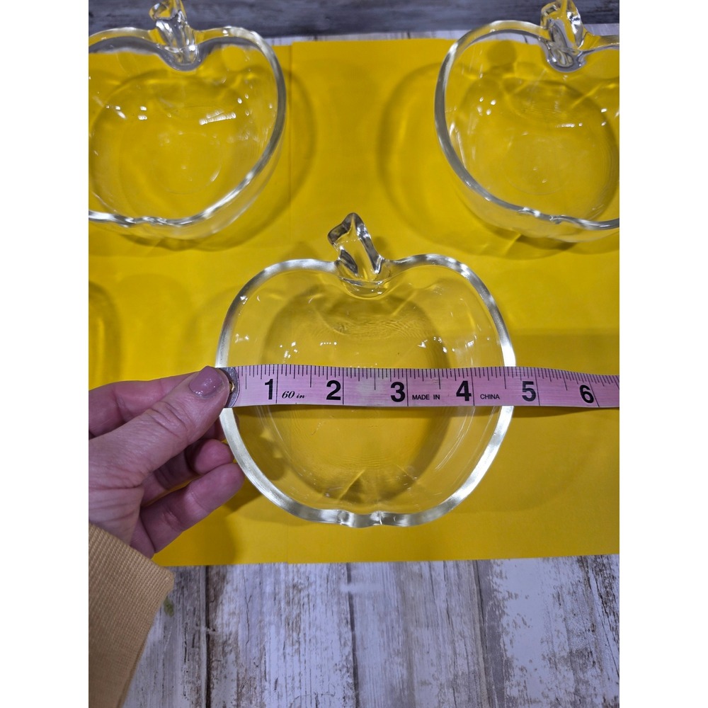 Glasbake Clear Glass Apple Shaped Bowls Set of 5 Vintage Dessert Dishes Fruit - Picture 3 of 8